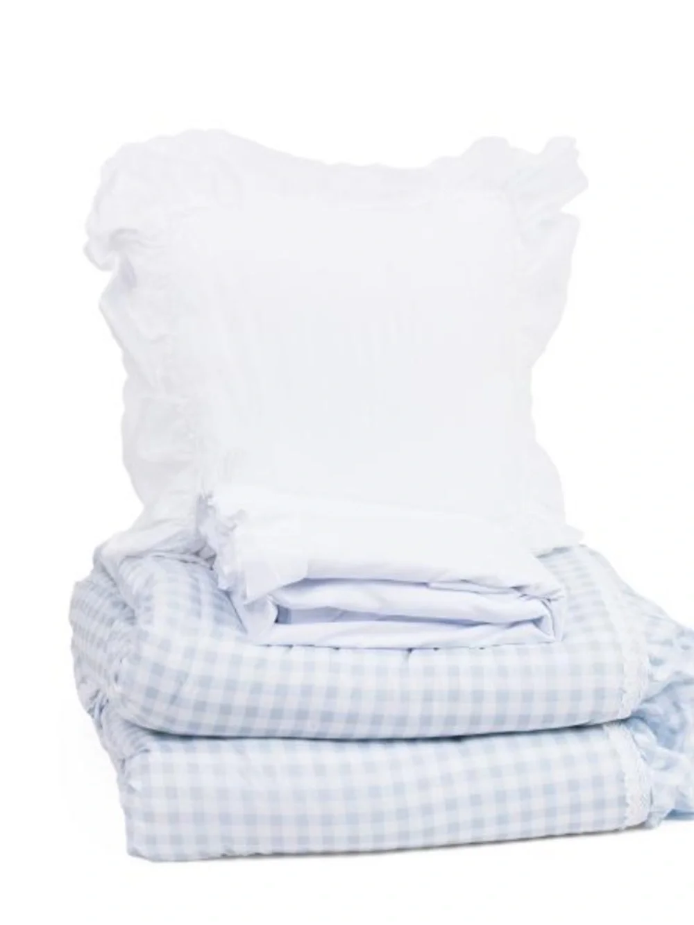 Rachel Zoe Ruffled Trim Comforter Set, blue /white